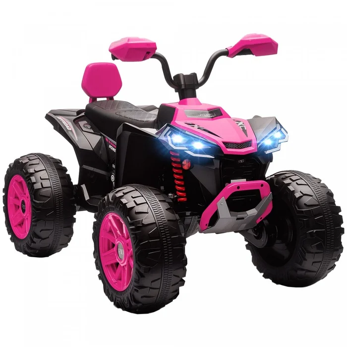 Qaba 24v Kids Atv, 2-seater Ride On Car For Kids, Battery Powered Electric Quad With 4 Suspension Wheels, High/low Speeds, Music, Headlights, For Boys And Girls, Blue