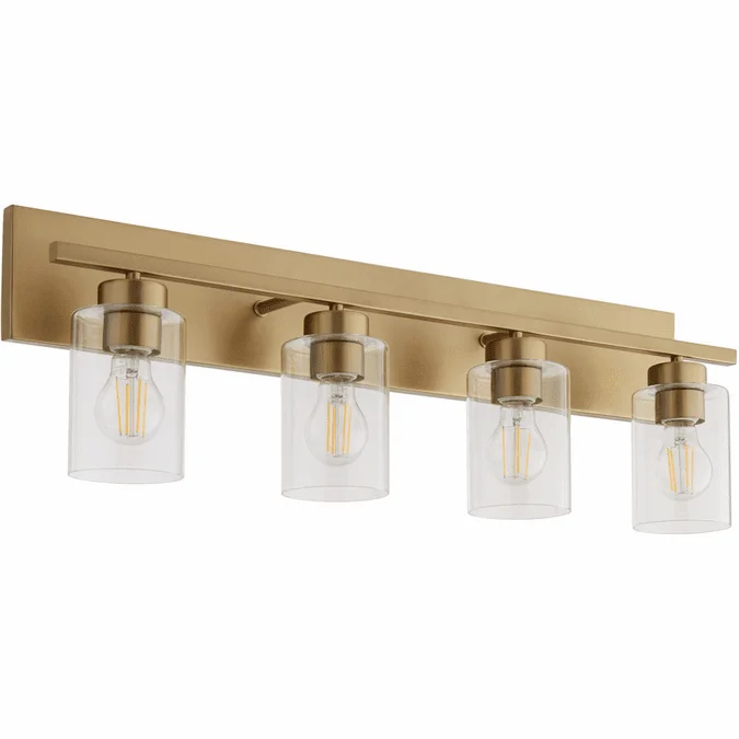 Quorum 5012-4-80 Carter Contemporary Aged Brass 4-Light Vanity Light Fixture