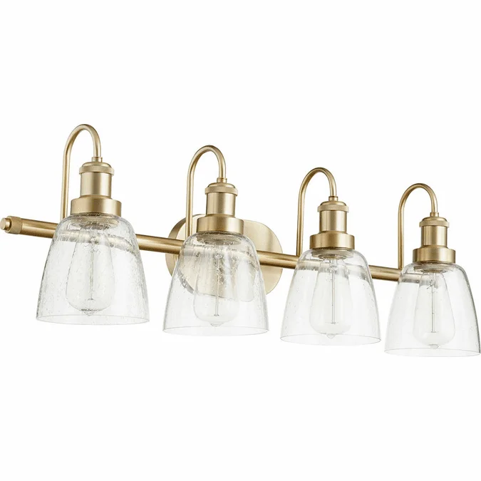 Quorum 508-4-80 Aged Brass 4-Light Bathroom Vanity Light Fixture