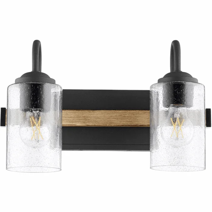 Quorum 5140-2-69 Contemporary Noir with Driftwood finish 2-Light Bathroom Light