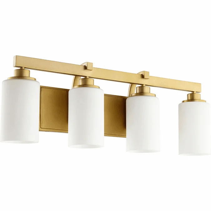 Quorum 5207-4-80 Lancaster Contemporary Aged Brass 4-Light Bath Wall Sconce