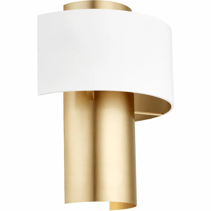 Quorum 5611-0880 Modern Studio White with Aged Brass Wall Lighting