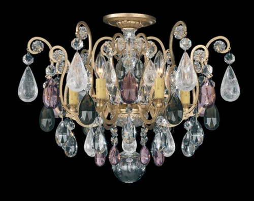 Renaissance Rock Crystal 6 Light 120V Semi-Flush Mount in Black with Clear Crystal and Rock Crysta (168|3584-51CL)