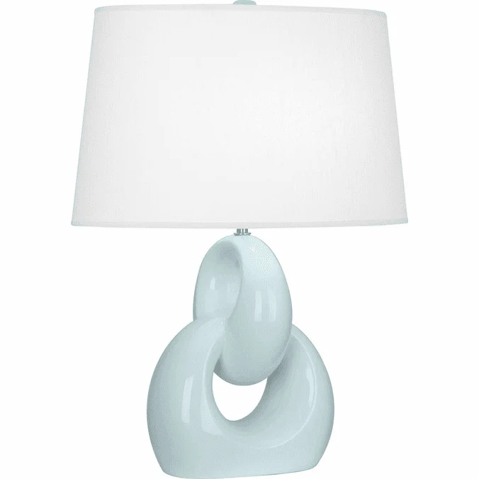 Robert Abbey BB981 Fusion Contemporary Baby Blue Glazed Ceramic with Polished Nickel 27″ Table Lamp