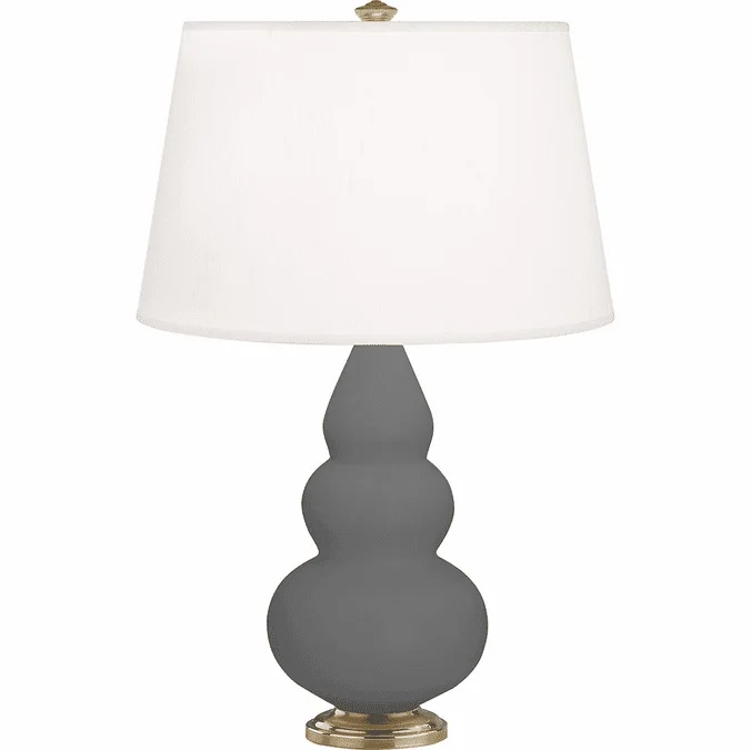 Robert Abbey MCR30 Small Triple Gourd Modern Matte Ash Glazed Ceramic With Antique Brassed Table Lamp Lighting