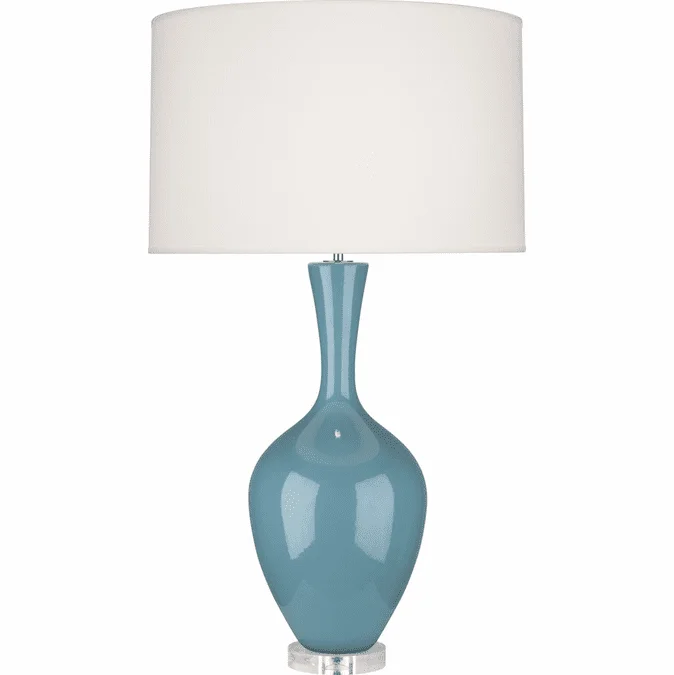 Robert Abbey OB980 Audrey Steel Blue Glazed Ceramic Lighting Table Lamp