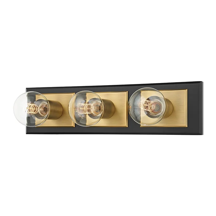 Runyan Three Light Bath Bracket in Patina Brass/Soft Black (67|B3543-PBR/SBK)