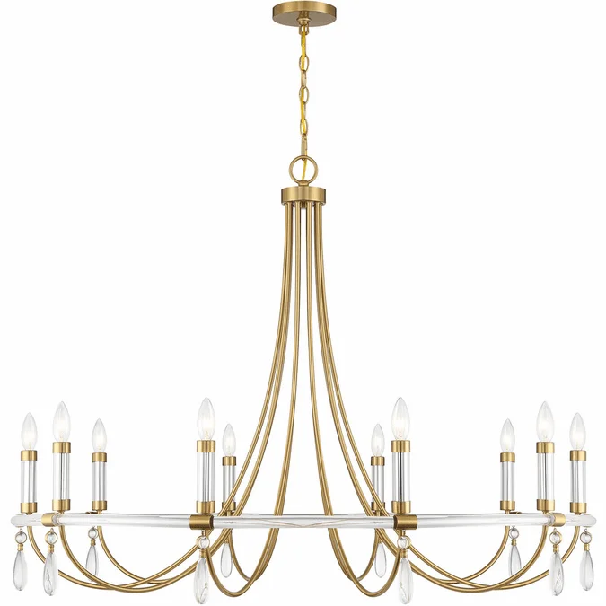 Savoy House 1-7712-10-195 Mayfair Contemporary Warm Brass and Chrome Chandelier Lamp