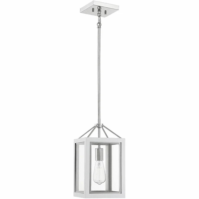 Savoy House 3-8880-1-172 Carlton Contemporary White w/ Polished Nickel Accents Mini Hanging Light