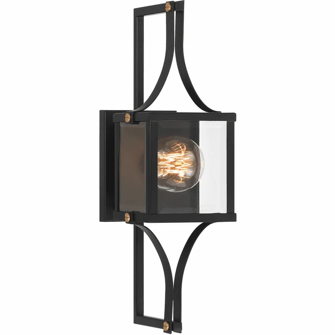 Savoy House 5-473-144 Raeburn Modern Matte Black and Weathered Brushed Brass Outdoor Wall Lighting Sconce