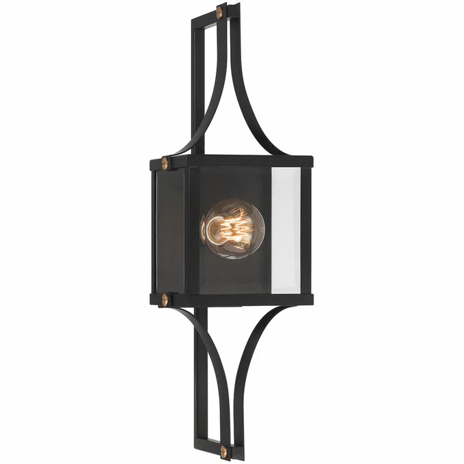 Savoy House 5-474-144 Raeburn Contemporary Matte Black and Weathered Brushed Brass Outdoor Lamp Sconce