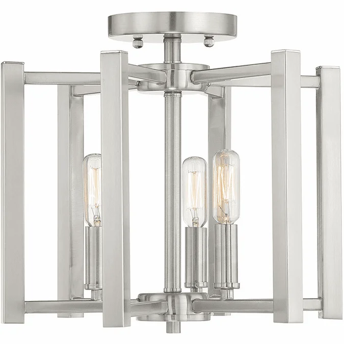 Savoy House 6-7702-3-SN Benson Modern Satin Nickel Flush Mount Light Fixture