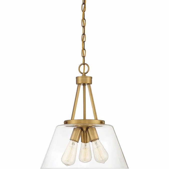 Savoy House 7-1025-3-322 Calhoun Modern Warm Brass Pendant Hanging Light