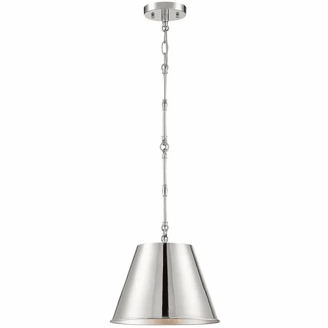 Savoy House 7-232-1-109 Alden Retro Polished Nickel 12″ Hanging Pendant Lighting