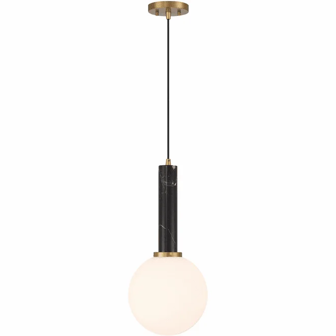Savoy House 7-2902-1-263 Callaway Contemporary Black Marble with Warm Brass Mini Pendant Hanging Light