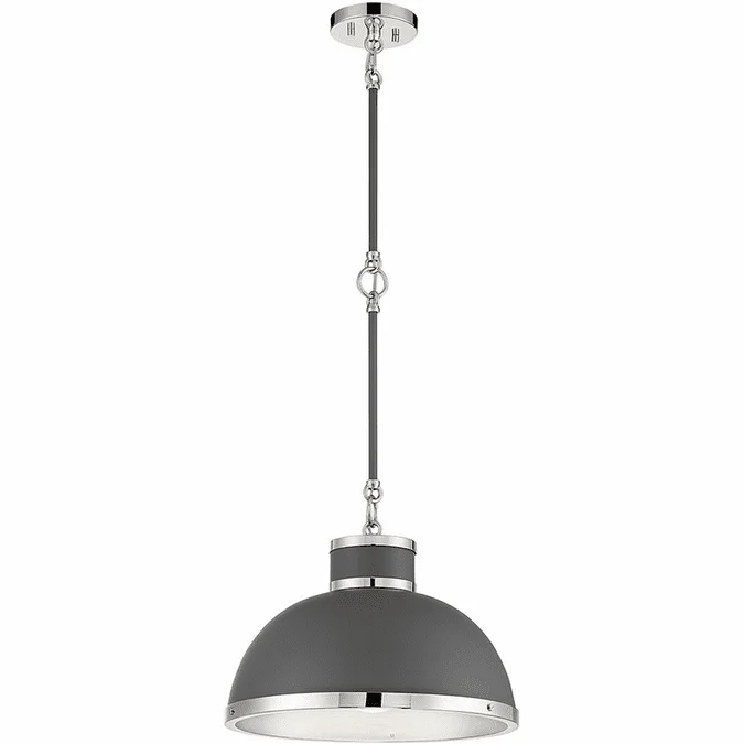 Savoy House 7-8882-1-175 Corning Modern Gray w/ Polished Nickel Accents Hanging Light Fixture