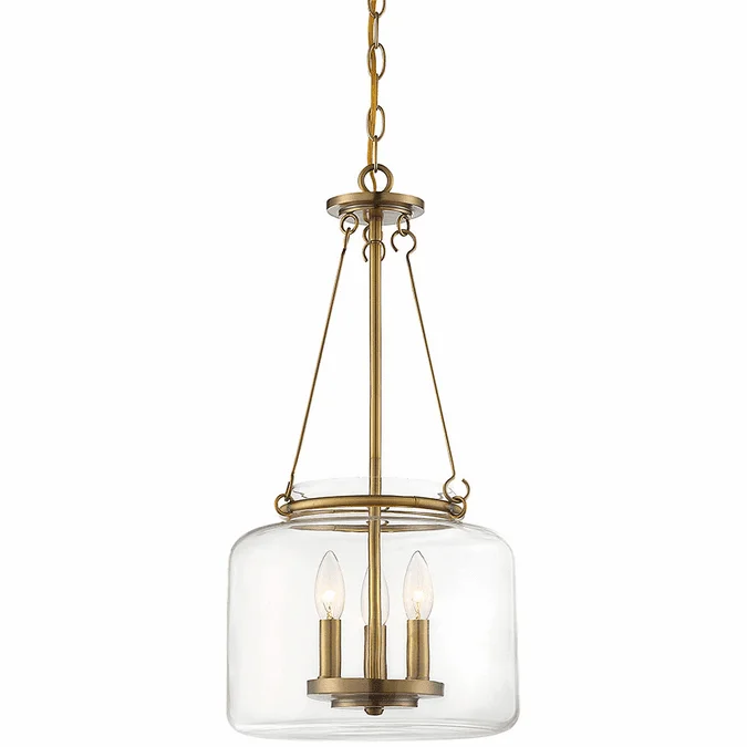 Savoy House 7-9006-3-322 Akron Modern Warm Brass Foyer Lighting Fixture