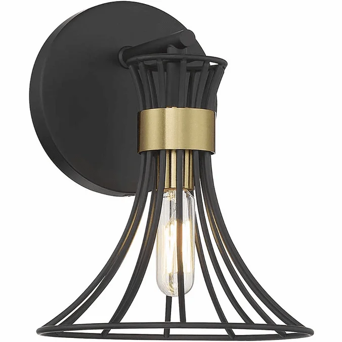Savoy House 9-6080-1-143 Breur Contemporary Matte Black with Warm Brass Wall Lighting