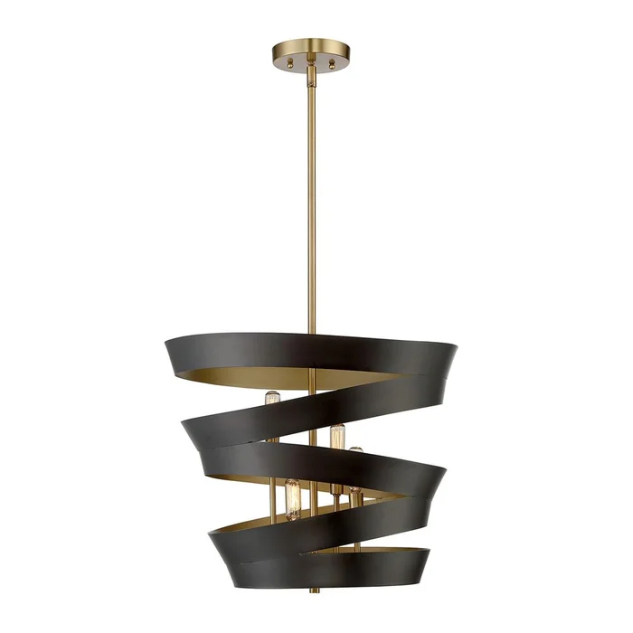 Savoy House Meridian 4 Light Pendant – Matt Black w/Gold Accents – M70009-46