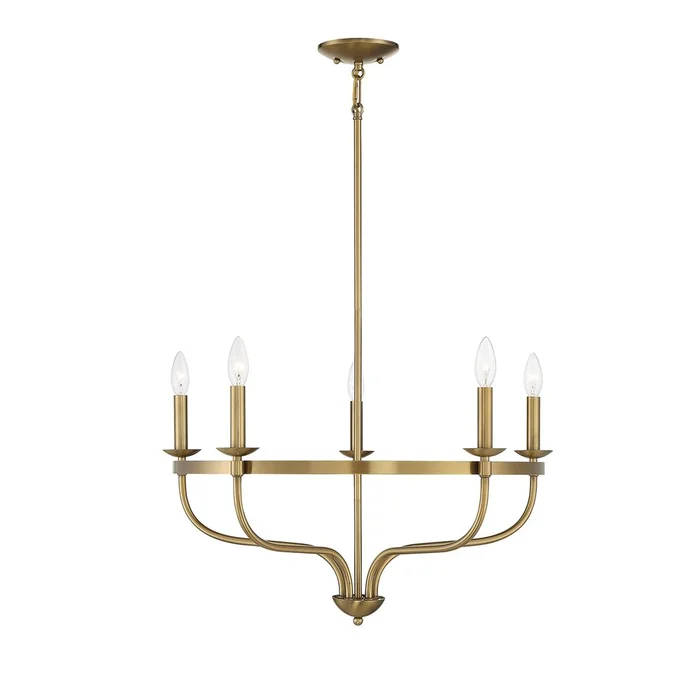 Savoy House Meridian 5 Light Chandelier – Natural Brass – M10087NB
