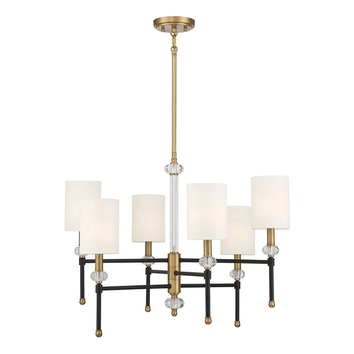 Savoy House Tivoli 6-Light Chandelier – Matte Black w/Brass – 1-1887-6-143