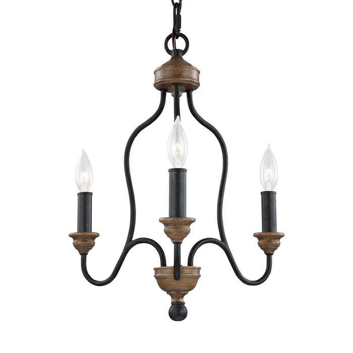 Sea Gull Hartsville 3-LT Chandelier – Dark Weathered Zinc – F2997/3DWZ/WO
