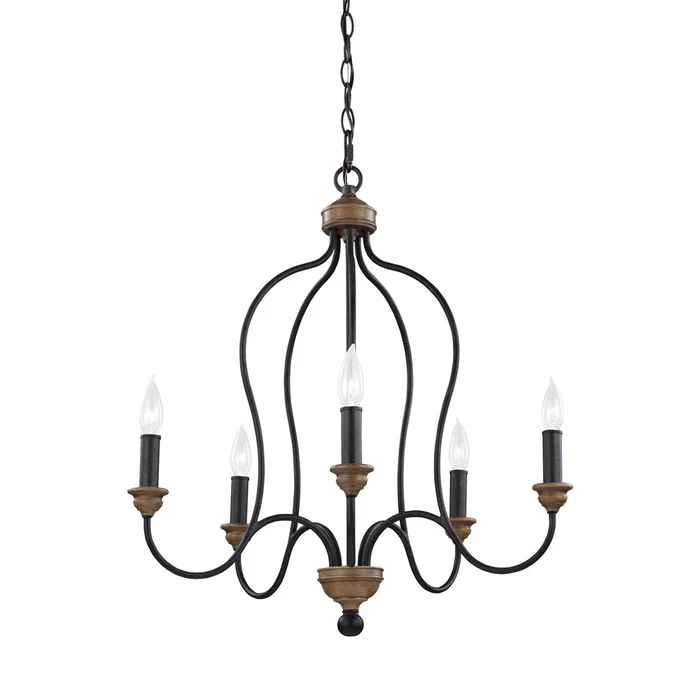 Sea Gull Hartsville 5-LT Chandelier – Dark Weathered Zinc – F2998/5DWZ/WO