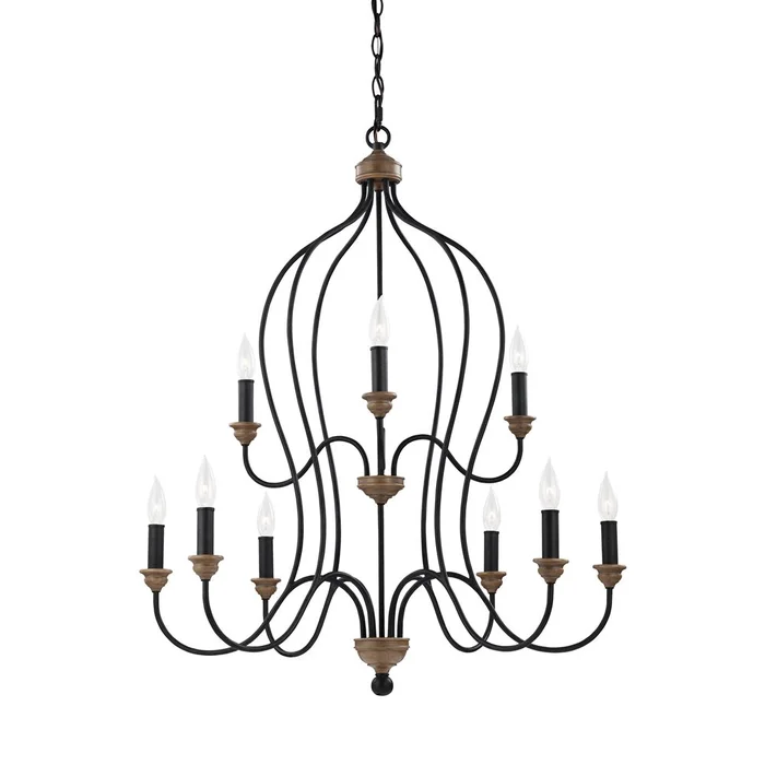 Sea Gull Hartsville 9-LT Chandelier – Dark Weathered Zinc – F2999/9DWZ/WO