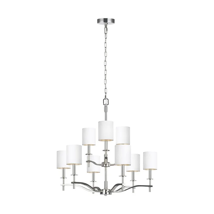 Sea Gull Hewitt 9-LT Chandelier – Polished Nickel – F3313EN/9PN