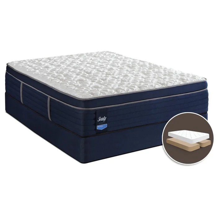Sealy Posturepedic Ultimate Mayflower Medium Euro-Top Split Queen Mattress Set|Ensemble semi-ferme Euro-plateau et sommier divis Mayflower Posturepedic Ultimate Sealy pour grand lit