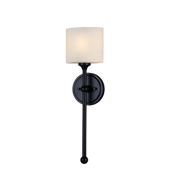 Sequoia 1-Light Wall Sconce – Matte Black – FSN-4331-OPAL-MBLK