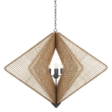 Shizen Chandelier Three Light Chandelier in Natural Rope/Hiroshi Gray (142|9000-0965)