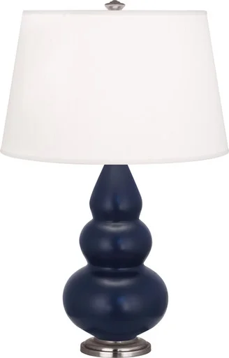 Small Triple Gourd One Light Accent Lamp in Matte Midnight Blue Glazed Ceramic w/Antique Silvered (165|MMB32)