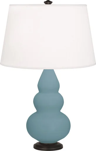 Small Triple Gourd One Light Accent Lamp in Matte Steel Blue Glazed Ceramic w/Deep Patina Bronzeed (165|MOB31)