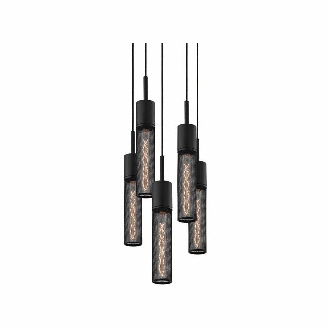 Sonneman 4941.97-5 Gotham Modern Textured Black Multi Drop Ceiling Light Fixture