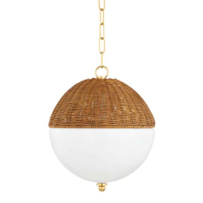 Summer 1-Light Pendant in Aged Brass 4.75L x 12W x 14H