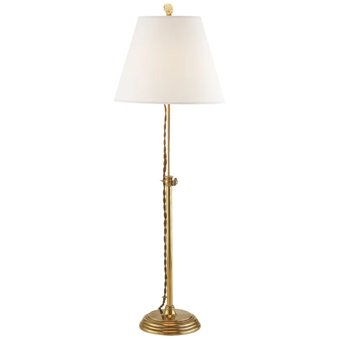 Suzanne Kasler Wyatt Accent Lamp in Hand-Rubbed Antique Brass with Linen Shade Table Lamp W9″ x H20.5″ – 30″