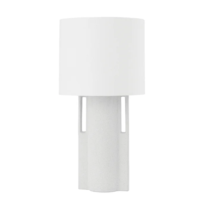 Sydney 1-Light Table Lamp in Aged Brass/Ceramic Matte White Speck 14.5L x 14.5W x 29H