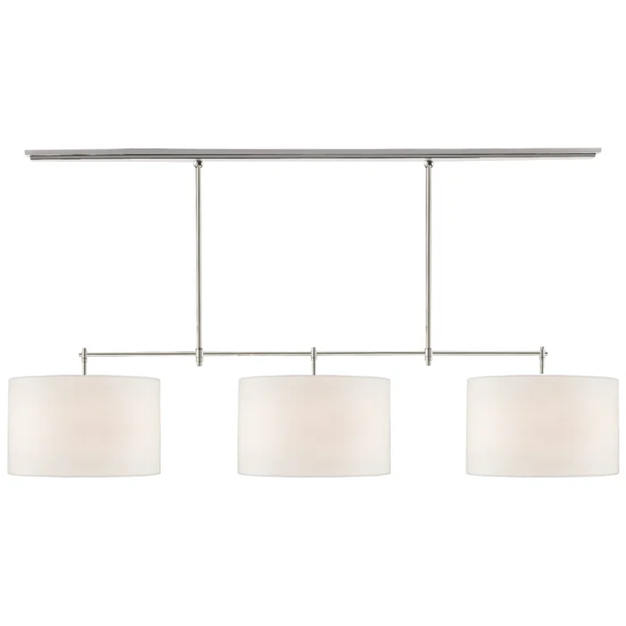 Thomas O’Brien Bryant Large Billiard in Polished Nickel with Linen Shades Ceiling Light W64.5″