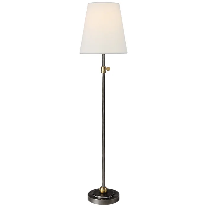 Thomas O’Brien Bryant Table Lamp in Bronze and Hand-Rubbed Antique Brass with Linen Shade W6″ x H24.5″ – 30″