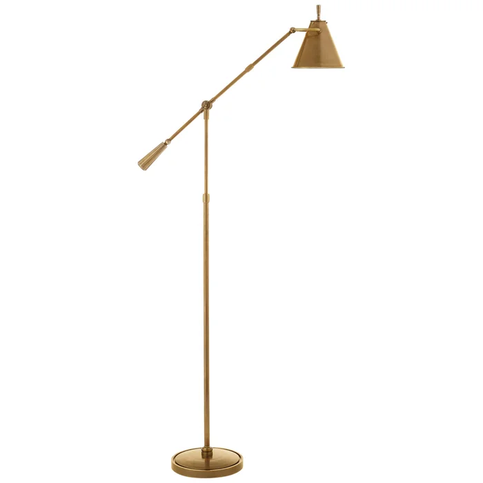 Thomas O’Brien Goodman Floor Lamp in Hand-Rubbed Antique Brass W9.5″ x H44.75″ – 80″