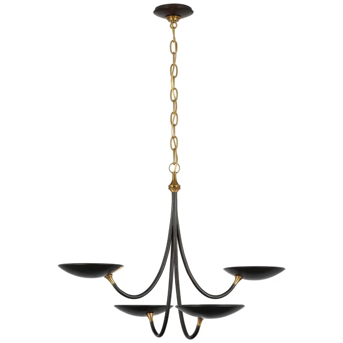 Thomas O’Brien Keira Medium Chandelier in Bronze and Hand-Rubbed Antique Brass Ceiling Light W29.75″ x H22″