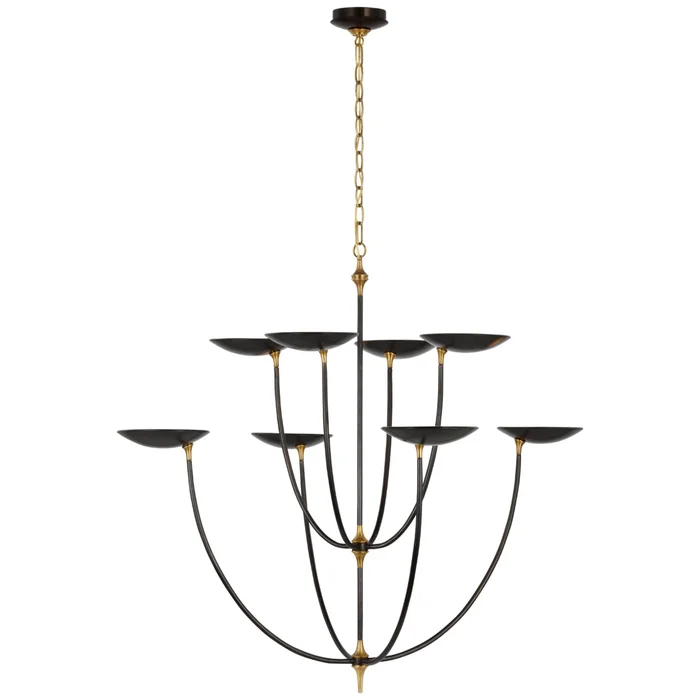 Thomas O’Brien Keira XL Chandelier in Bronze and Hand-Rubbed Antique Brass Ceiling Light W32″ x H39.75″