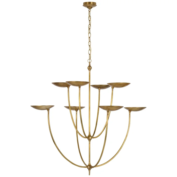 Thomas O’Brien Keira XL Chandelier in Hand-Rubbed Antique Brass Ceiling Light W32″ x H39.75″
