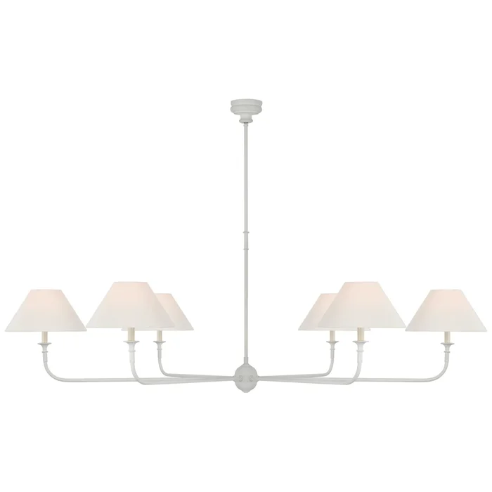 Thomas O’Brien Piaf Oversized Chandelier in Plaster White with Linen Shades Ceiling Light W72″