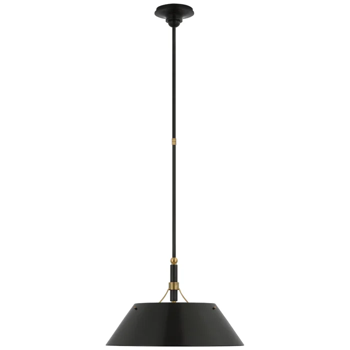 Thomas O’Brien Turlington Large Pendant in Bronze and Hand-Rubbed Antique Brass with Bronze Shade Ceiling Light W18.25″