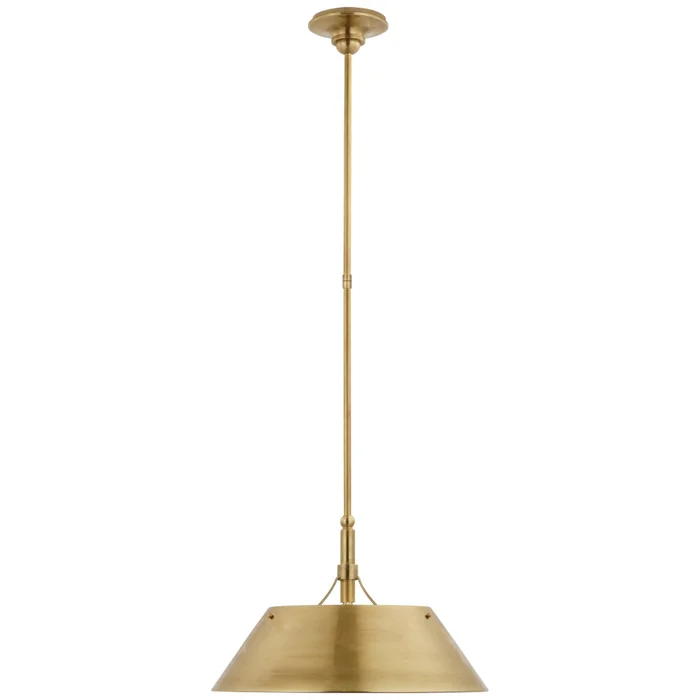 Thomas O’Brien Turlington Large Pendant in Hand-Rubbed Antique Brass with Hand-Rubbed Antique Brass Shade Ceiling Light W18.25″