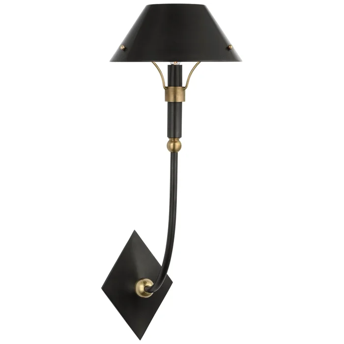 Thomas O’Brien Turlington Large Sconce in Bronze and Hand-Rubbed Antique Brass with Bronze Shade Wall Light W8.75″ x H23.75″