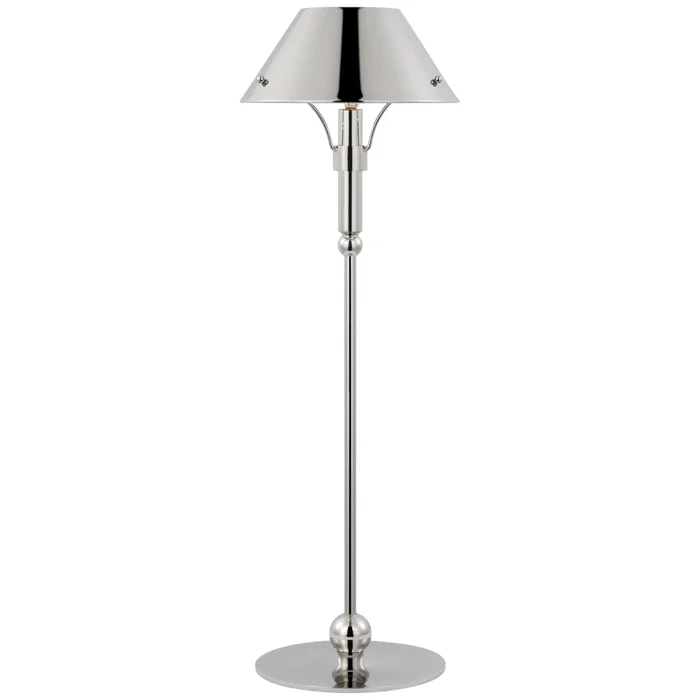 Thomas O’Brien Turlington Medium Table Lamp in Polished Nickel with Polished Nickel Shade W8.75″ x H26.75″