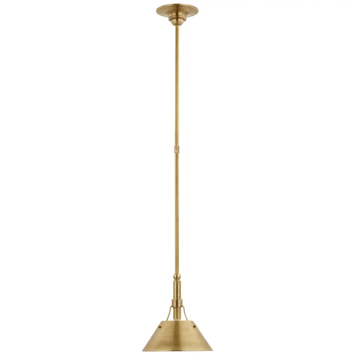 Thomas O’Brien Turlington Small Pendant in Hand-Rubbed Antique Brass with Hand-Rubbed Antique Brass Shade Ceiling Light W8.75″